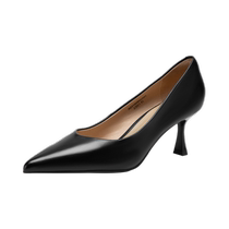 (Mute) Qianbaidu Womens Shoes Fashion Shoes Elegant Commuting Sheepskin Nude High Heels Stiletto Heel Pointed Toe Temperament