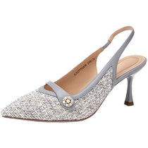 (Silent Series) Qianbaidu Xiaoxiangfeng pointed toe high-heeled sandals 2024 summer new back empty sandals