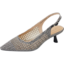 Qianbaidu womens shoes summer new fashion sandals high-end fashion temperament hollow design mid-heeled sandals