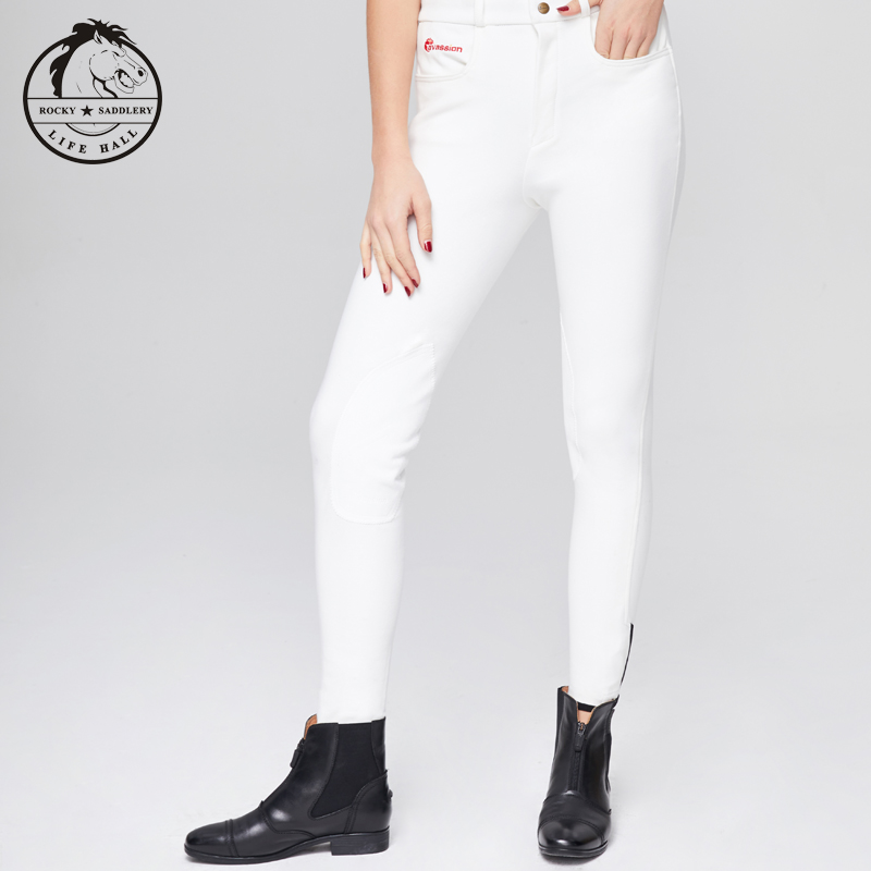 Cavassion Equestrian Breech Horse Riding Competition Knitted Breeches White and Black Breeches Women Riding Pants Male 8103002
