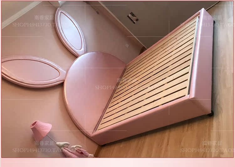 Giường trẻ em sáng tạo dễ thương Cô gái độc thân rung động cùng một đoạn tai thỏ hoạt hình túi mềm công chúa giường 1,5m - Giường pallet giường