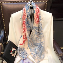 Korean version of gentle color mulberry silk twill cotton silk silk scarf womens wild shawl
