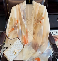 Hand-painted Flowers Autumn Winter New Wool Scarves womens thin section Han version 100 hitch long style warm and white shawl