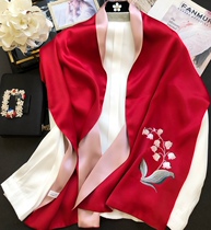Orchid heavy silk hand embroidered silk silk scarf mulberry silk scarf Su embroidery mother Spring and Autumn shawl female