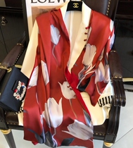 Courtesy kit Tulip Tulip Autumn Winter New Double Layer Real Silk Scarlet Women Mulberry Silk Wedding Party Qipao Red Dish Buttoned Shawl
