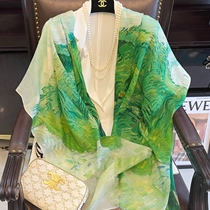 Autumn winter new oil painting wheat field Scenery Cashmere Scarf woman thin ring suede long style air conditioning warm and large shawl