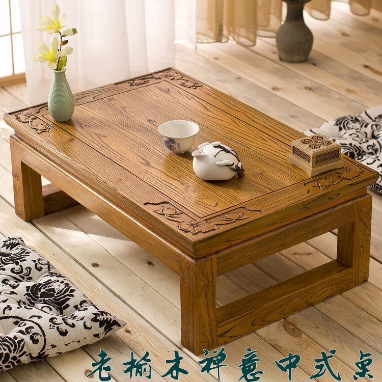 Day-style tatami tea table casual and room several table short table elm wood dwarf tea table solid wood kang a few balcony Zen school table