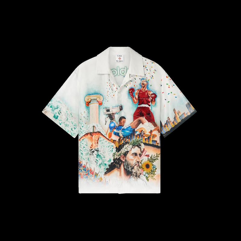 Casablanca 26 Athens Fighting Resort Style Silk Shirt Hawaiian Niche Unisex Short Sleeve Shirt Casablanca 26 Athens Fighting Resort Style Silk Shirt Hawaiian Niche Unisex Short Sleeve Shirt