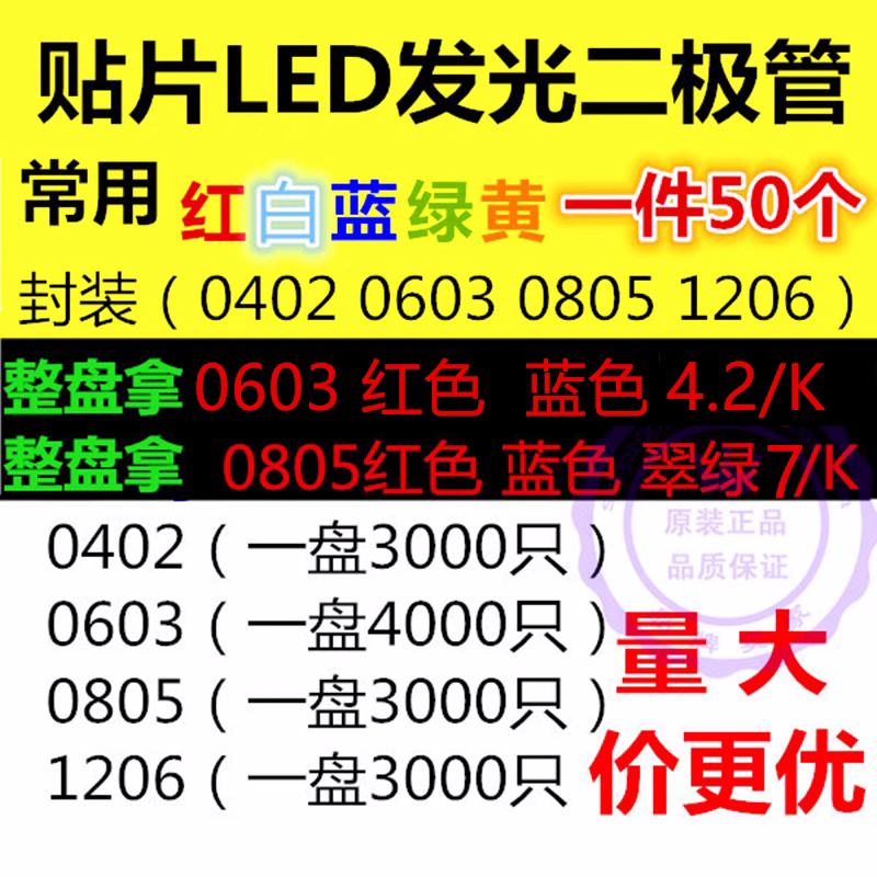 Light emitting diode 0402 0603 0805 1206 patch LED red blue white green orange yellow bright-Taobao