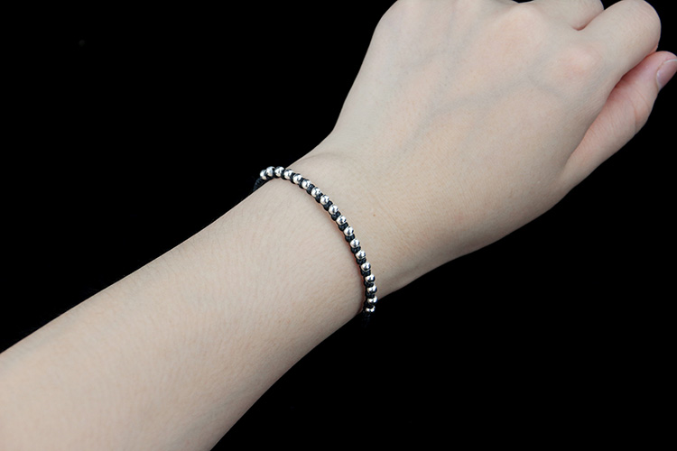Mùa xuân và mùa hè Mới Thái Lan S925 Sterling Silver Dây đan bằng tay Kiểu vòng tay hạt đơn giản - Vòng chân lắc chân vàng PNJ