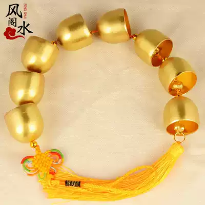 Feng Shui Pavilion Copper wind chime door pendant Metal copper bell clang pendant Home decoration gift crisp sound