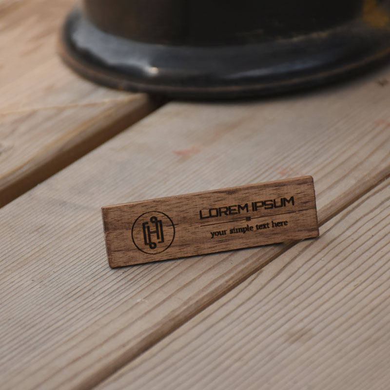 Solid wood chest tailor magnetic needle type employee logo print high-end work plate custom sign brand