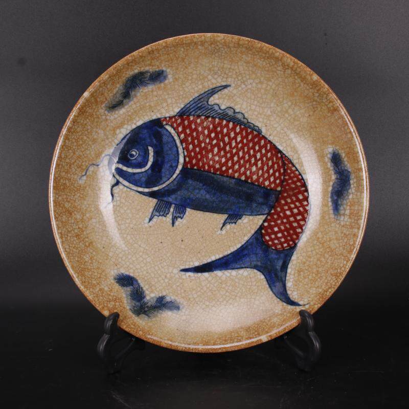 Imitation Qing mid-hand painted year over year with open sheet Porcelain Dish Antique Wenplay Jingdezhen porcelain collection Book room Swaying Pieces