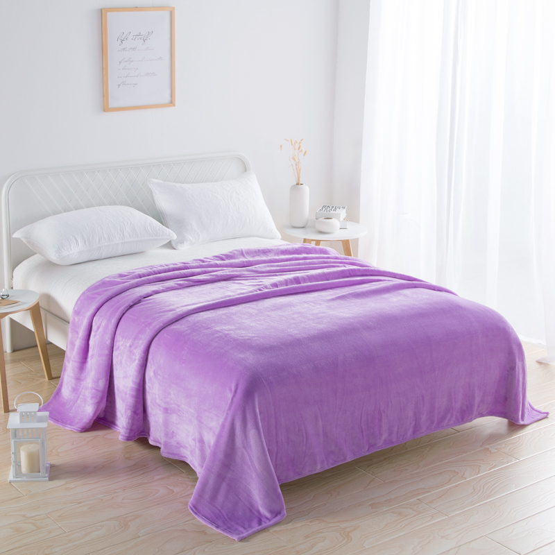 Flannel Blanket, Solid Color, Casual, for Car, Bed, Thin, Double-Sided Fleece Blanket, Throw Blanket, Autumn and Winter Coral Fleece Bed Sheet