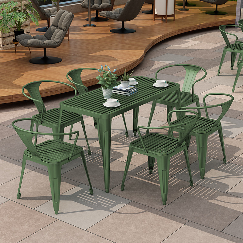 American-style outdoor tables and chairs courtyard open-air coffee shop milk tea shop outdoor balcony wrought iron leisure table and chair set combination - Taobao