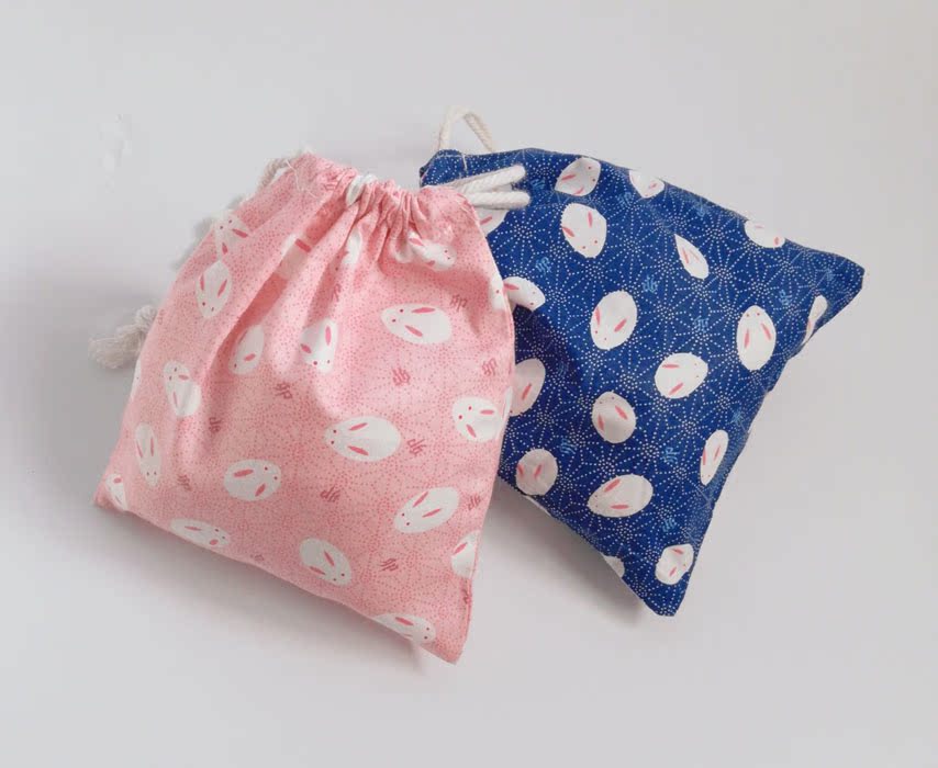 Wind Jade Rabbit Cotton Cloth Draw Rope Bunch Pocket Students Family Travel Dust-Proof Scattered Items Gift Draw Rope Cashier Bag