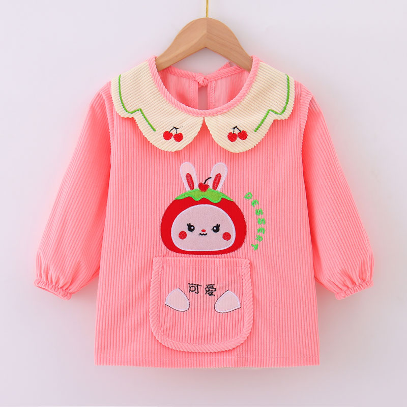 Autumn and winter new style baby eating bibs, rice pockets, long-sleeved waterproof children's smocks, reverse-wear baby aprons for outer wear, western style