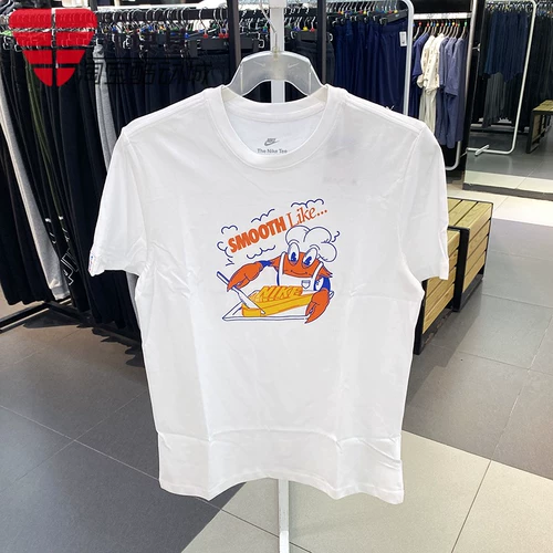 Nike, летняя мягкая дышащая спортивная футболка для отдыха, короткий рукав, городской стиль, принт