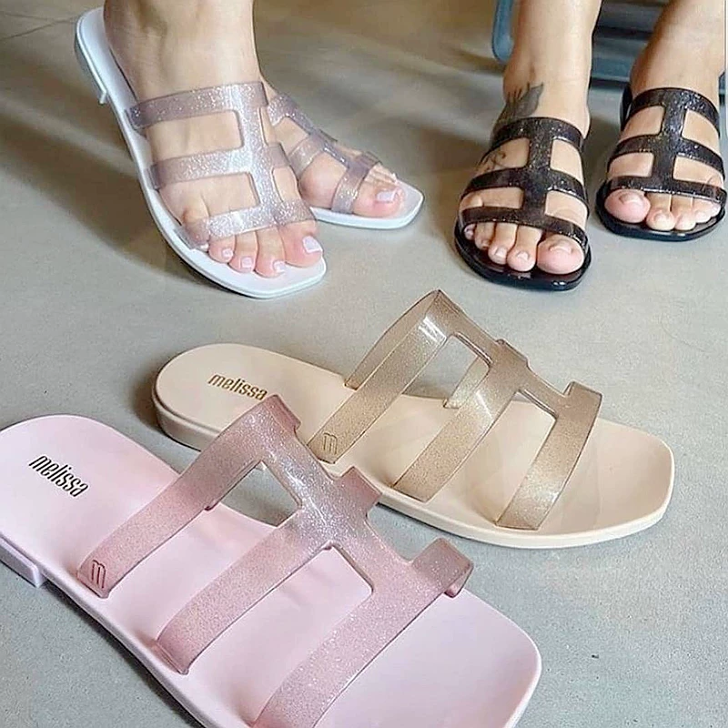 Специальное предложение подлинные женские шлепанцы Melissa Melissa, римская плоская пляжная обувь с образами людей, холодная, желейная обувь