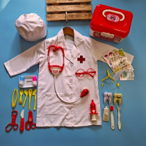 Children doctor White coat clothes House Doctor toy injection stethoscope surgery simulation medical toolbox