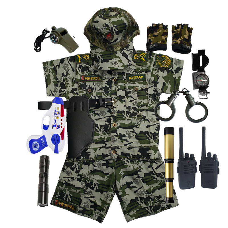 New boy camouflak clothes small special soldiers short sleeve camouflak uniforms character performance military training for children 61