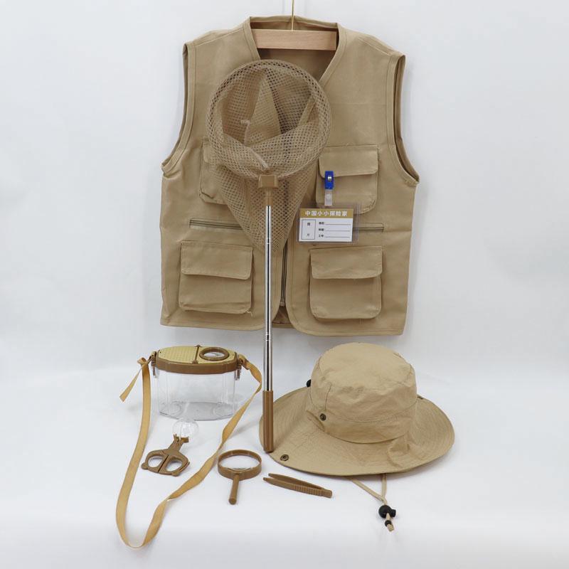 Children's Outdoor Adventure Clothing Vest, Fisherman Hat, Adventurer, Archaeologist, Insect Catching Toy Set, Role Play