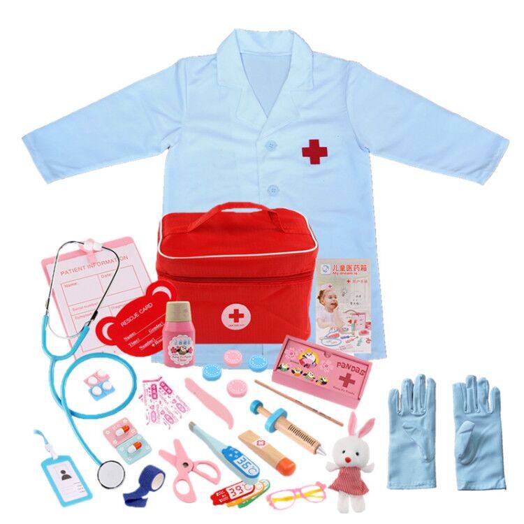 Children's little doctor clothes stethoscope injection tools ambulance toy nurse clothes role-playing white coat set