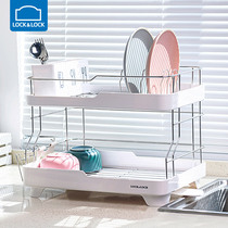 Lotlock double layer hanging bowl rack stainless steel bowl chopsticks drain rack kitchen storage rack sink rack rack