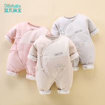 Newborn baby clothes thin cotton warm jumpsuit spring and autumn cotton out clothing cotton newborn baby spring dress