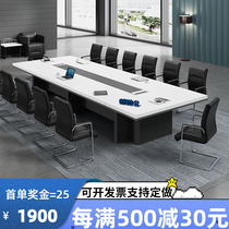 Office furniture white plus thick conference table and chairs Combined minimalist fashion creative long table splicing with storage cabinet