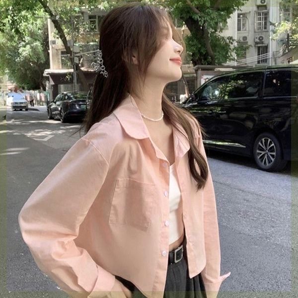 2025 Short Shirt for Women, Autumn, Petite, Versatile, Loose, Casual, Long-Sleeved Top, Sun Protection Cardigan, Outerwear 2025 Short Shirt for Women, Autumn, Petite, Versatile, Loose, Casual, Long-Sleeved Top, Sun Protection Cardigan, Outerwear