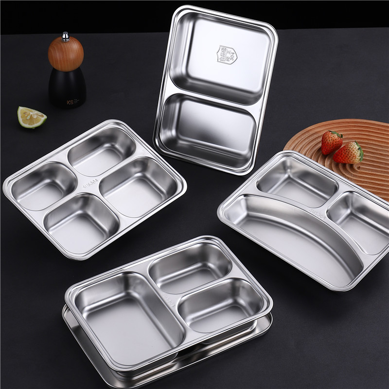 Sub-dinner plate thickened stainless steel kindergarten children dinner plate 304 food grade sub-g baby anti-fall