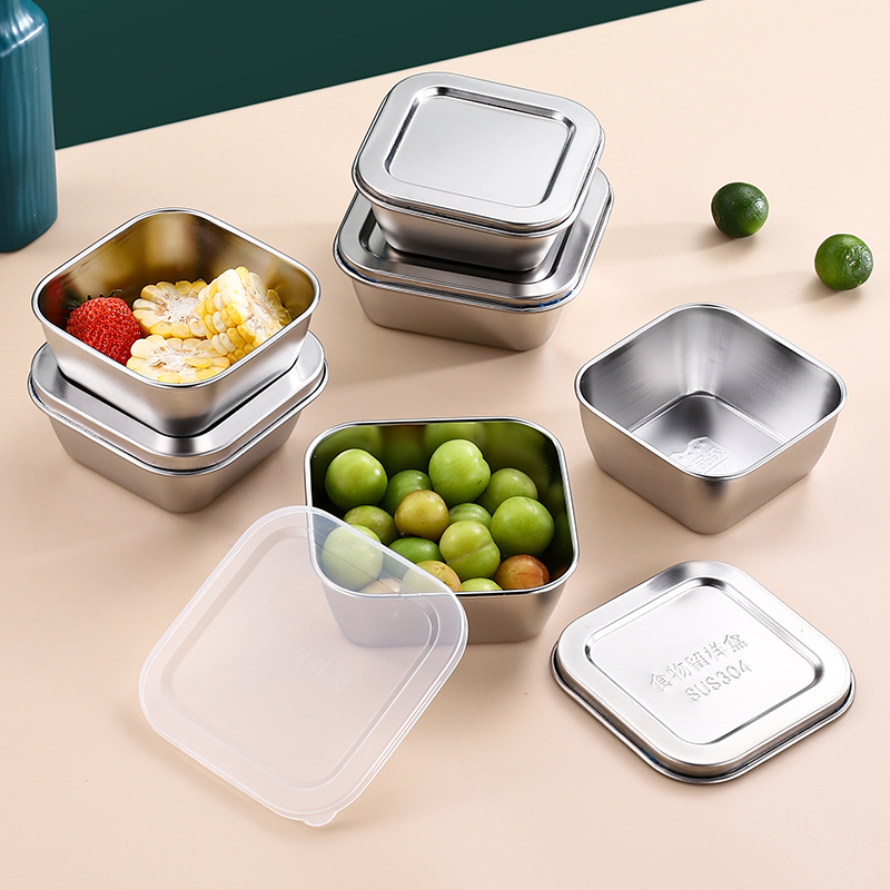 Food Remain special case 304 Stainless Steel Kindergarten With Lid School Hotel Canteen Dish sample Box square