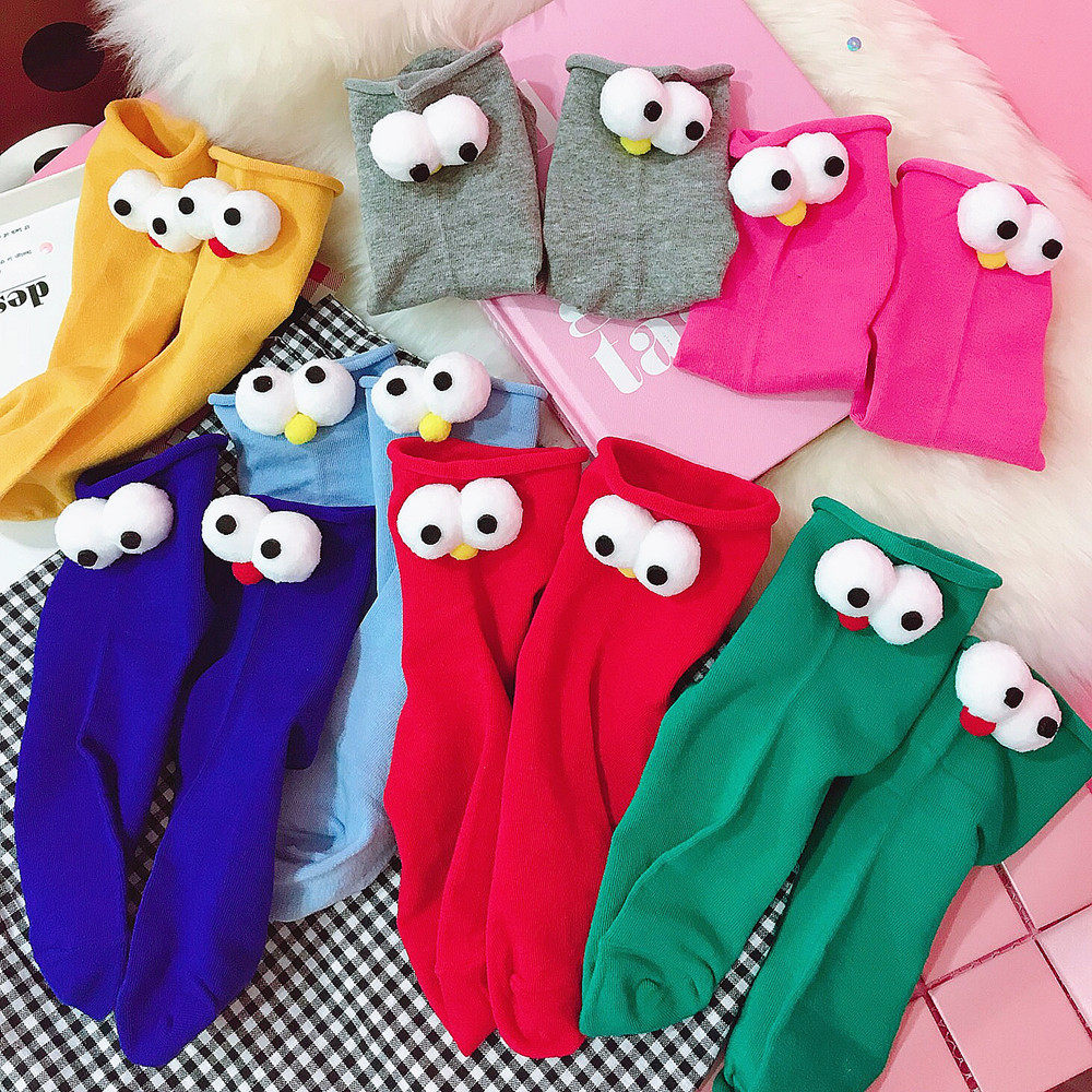 Han Feng in cartoon cute 3D large eye socks cotton socks in the heart of socks student stockings