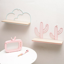 ins Net red pop cactus iron frame plate shelf cloud rack water cup holder wall hanging decoration bookshelf