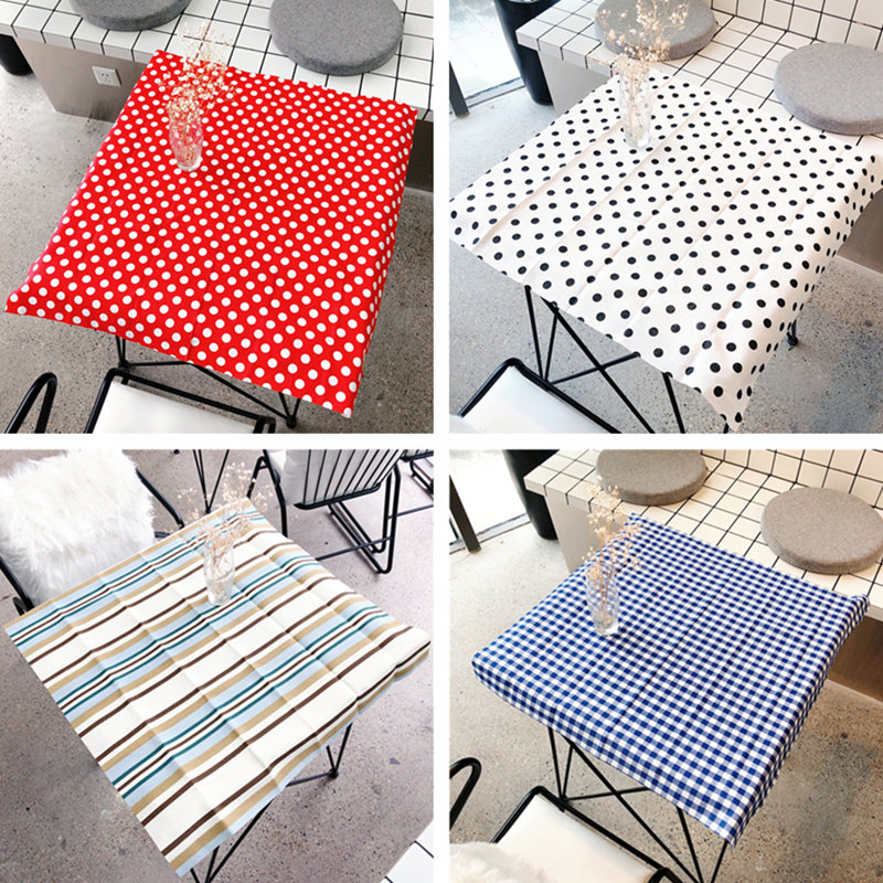 Net Red Shop Room Decorations Han Wind InS Brief Grid Round Polenta Dots Small Fresh Cotton Linen Table Cloth Table Mat