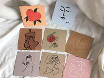 ins Extremely simple Japanese oil painting illustration works Card iron grid photo wall decoration card photo jam