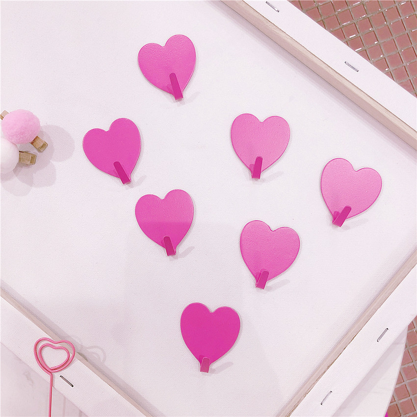 3M Pink Loving Hook Brief creative peach Heart Sticky Hook Stainless Steel Hook room No-mark Decorative Hook
