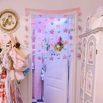 ins Korean style sweet cute girl heart room soft sister Pink Lin Xiaozhai curtain door curtain partition decoration hanging decoration
