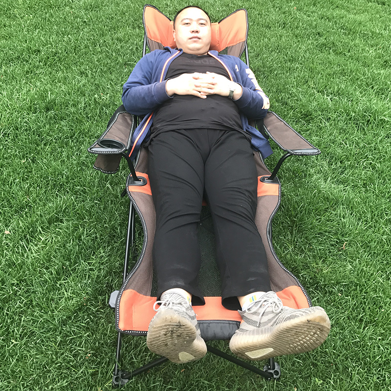 Outdoor ultralight portable folding and reclining lounge fishing chair Beach Camping Bed Simple Afternoon Bed Backrest Chair