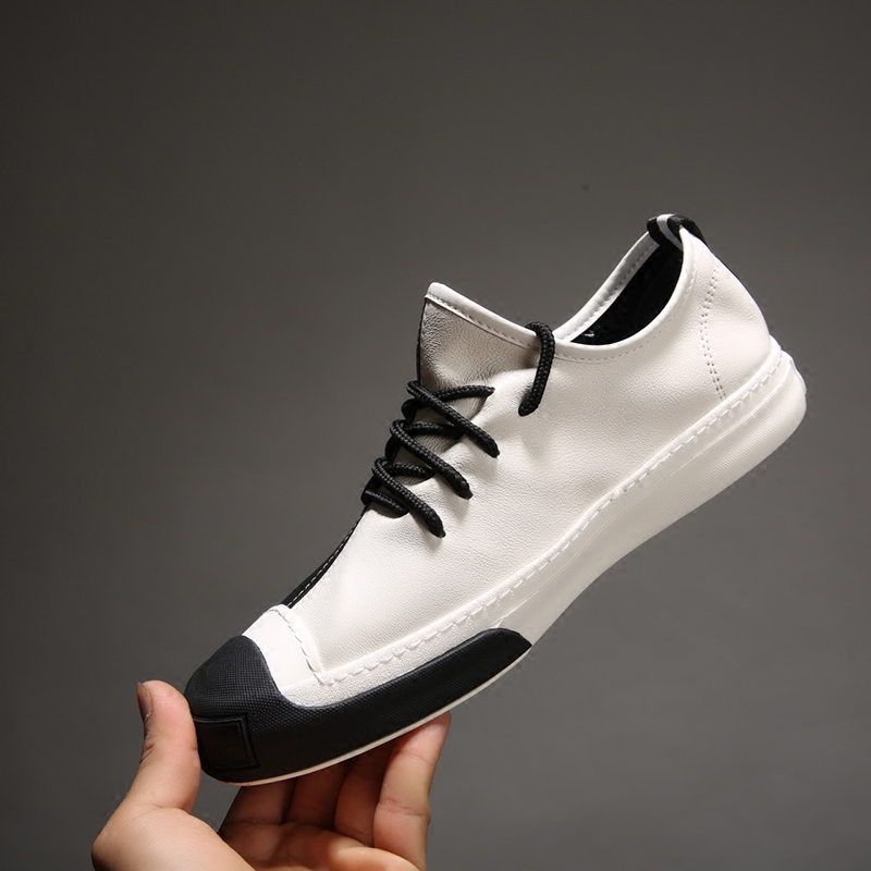 European station men's shoes 2022 summer sloppy sloth shoes men's plate shoes flat and real leather small white shoes