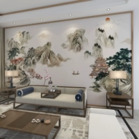 Mới mực Trung Quốc phong cảnh Trung Quốc sơn TV nền tường trang trí sơn sofa nền tường bức tranh tường lớn - TV tivi