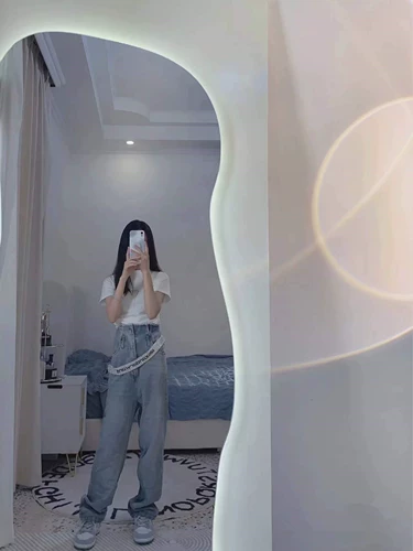 Nordic Ins Light -Emating Full -Cody зеркало с легкой сетью красной посадки Mirro Mirro