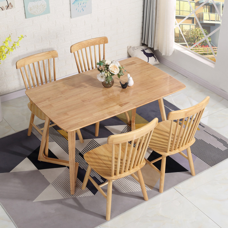 Simple solid wood small household dining table and chair combination economy casual coffee table Japanese red rectangular home dining table