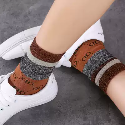 Puff Net red socks female gold silk silver wire socks ins tide Korean version of Japanese Joker retro bright silk fashion pile