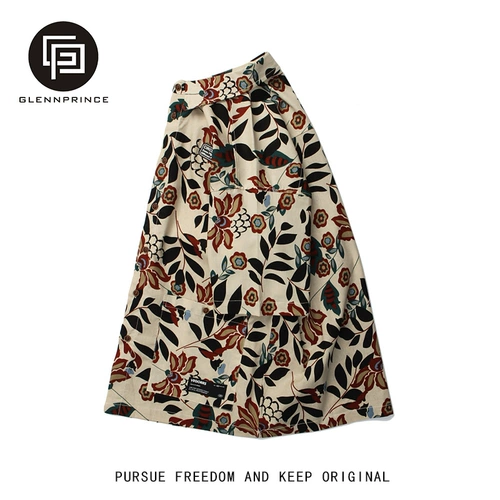 Летняя рубашка, пляжная парная одежда для влюбленных, цветочный принт, из хлопка и льна