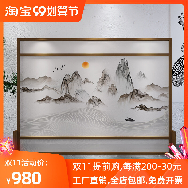 Chinese-style screen partition living room porch villa shelters modern minimalist tea room hotel office decoration large screen