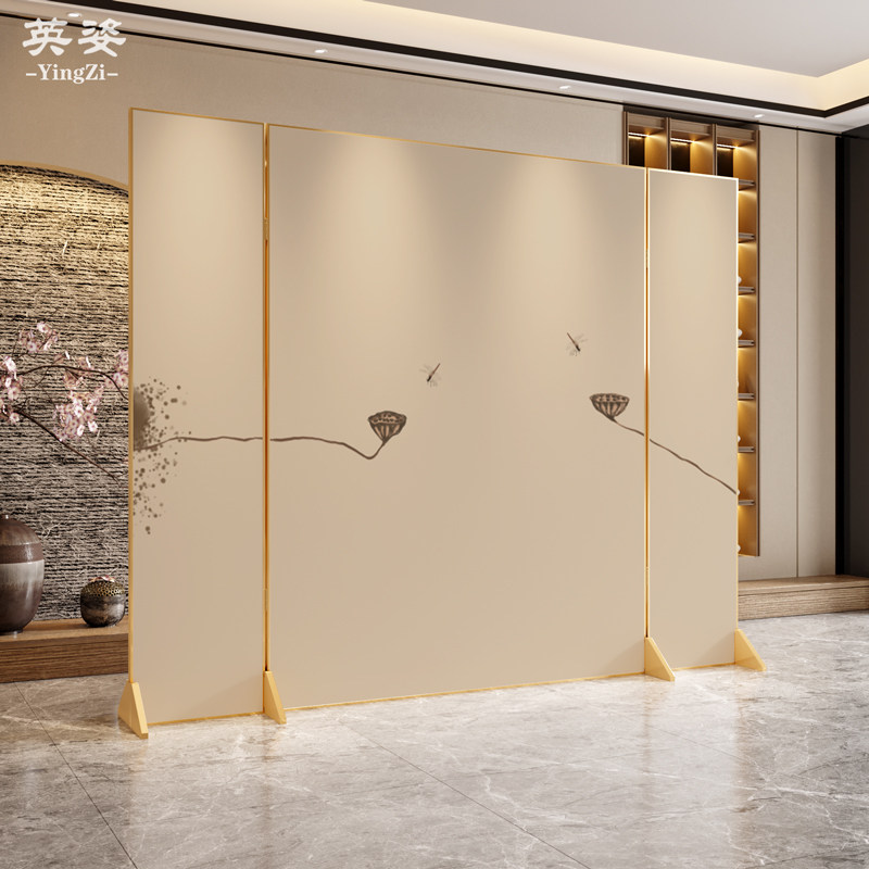 Metal Screen Partition Modern Light Lavish Mobile Folding Chinese Living Room Sheltering Brief Meditation Hotel Dining Room Decoration