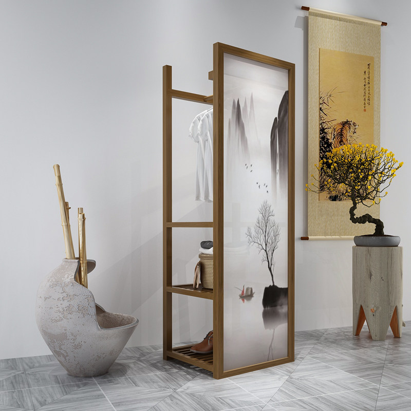 New Chinese Screen Screen Partition Living Room Entrance to the family Xuanguan Sheltered Shelve Containing folding bedroom Hanging Clothes Decoration Brief