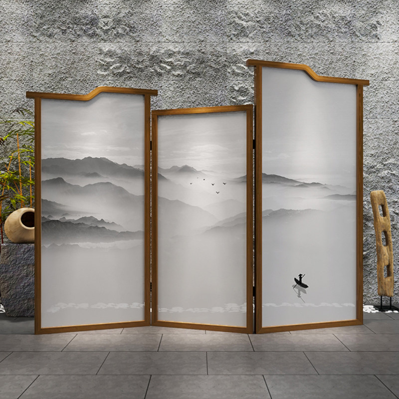 New Chinese-style screen partition folding screen living room bedroom minimalist villa tea house office decoration mobile folding screen